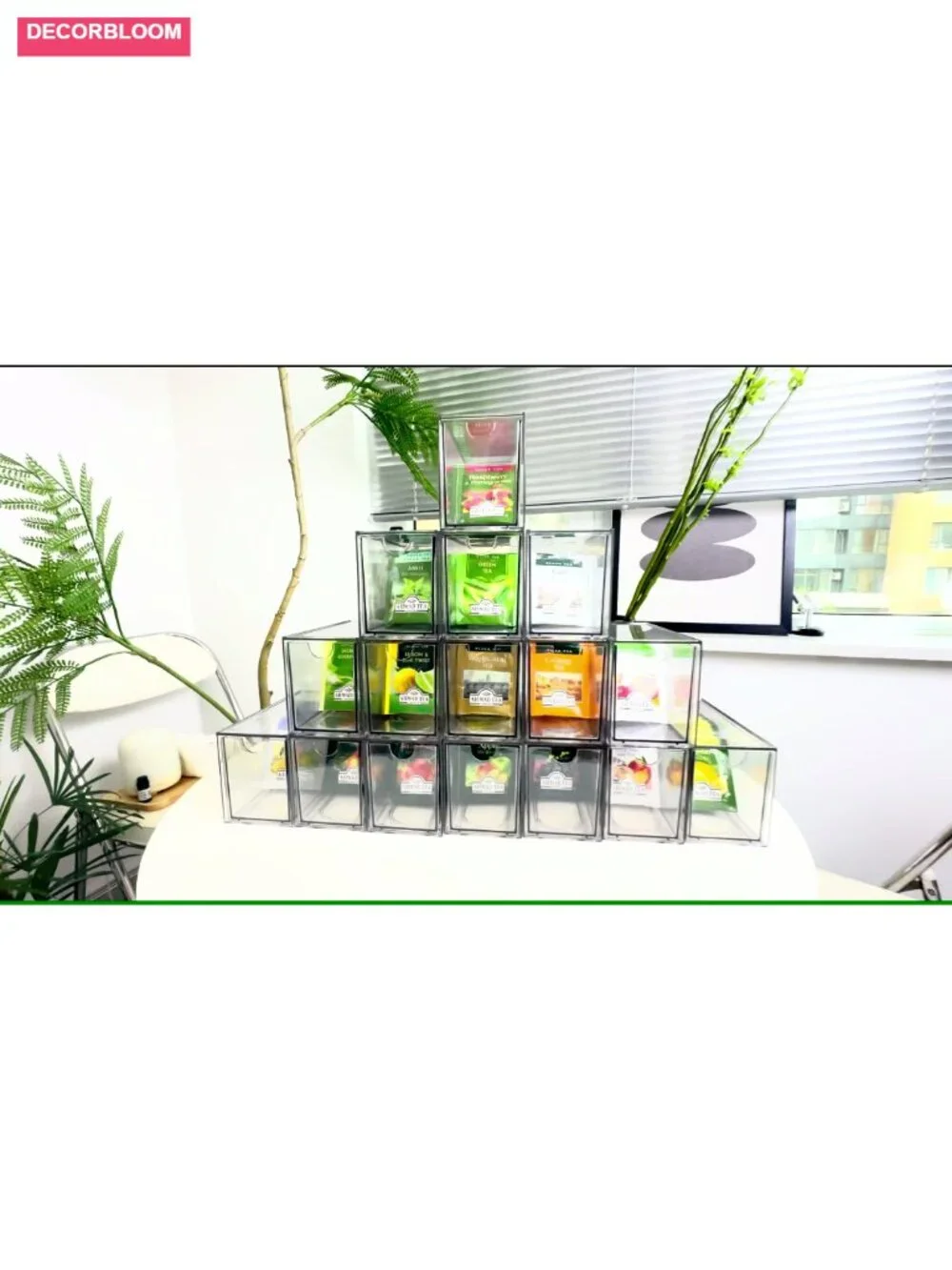 6-Pack Clear Plastic Stackable Tea Bag Drawer Organizer